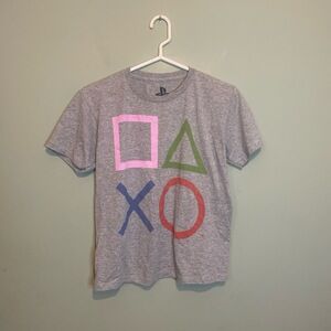 Womens Sony Playstation Video Game Graphic Logo Gaming T-Shirt Grey Medium